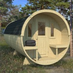 Log Camping Barrel 922 - 2 Rooms, Felt Tiles, Verandah
