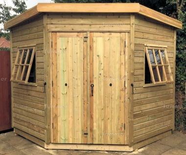 Pressure Treated Corner Shed 664 - Georgian, Thicker Boards, Fitted Free