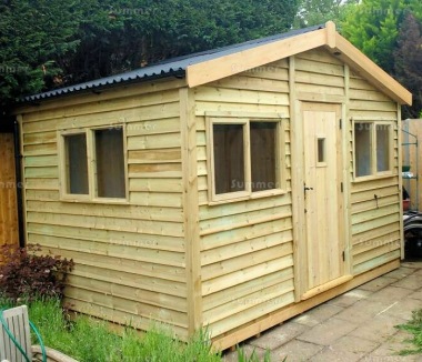 Pressure Treated Apex Shed 667 - Rustic Boards, Corrugated Roof, Fitted Free