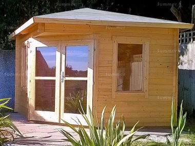 Corner Log Cabin 318 - 40mm, Double Glazed, Plain or Georgian