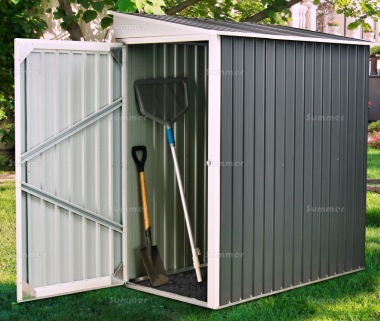 Pent Metal Shed 437 - Hinged Door, Galvanized Steel