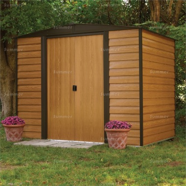 Rowlinson 8x6 Woodvale Metal Shed - Woodgrain Effect, Optional Installation Rowlinson 8x6 Woodvale Metal Shed - Woodgrain Effect, Optional Installation