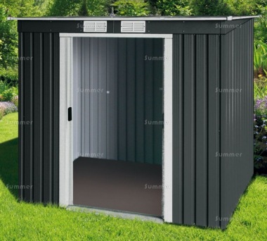 Pent Metal Shed 360 - Double Door, Galvanized Steel