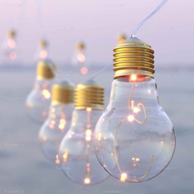 String Lights 130 - Solar Powered or USB, Vintage Bulbs
