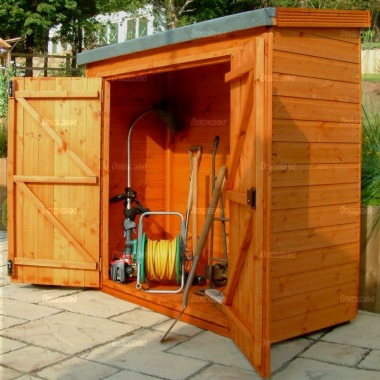 Pent Small Storage Shed 713 - Shiplap, Double Door, Fitted Free