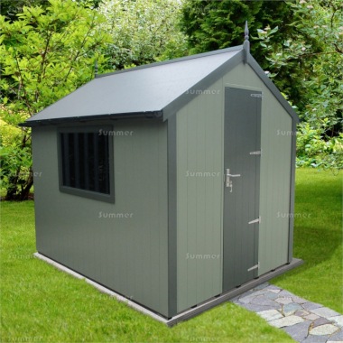 Painted Apex Shed 246 - Thermowood, Extra Tall Door, Fitted Free