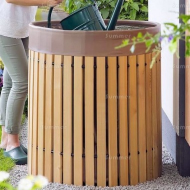 Water Butt, 2ft 8in Diameter - Wooden Slatted, 420 Litre Water Butt, 2ft 8in Diameter - Wooden Slatted, 420 Litre